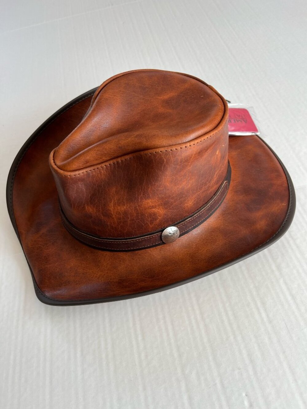 American Hat Makers XXL Mens Brown‎ Cyclone Mens Leather Cowboy Hat Cobblestone